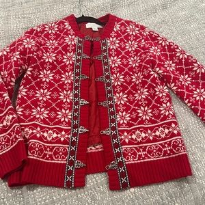 Petite Sophisticate 100% Extra Fine Merona Wool front clasp button up sweater.